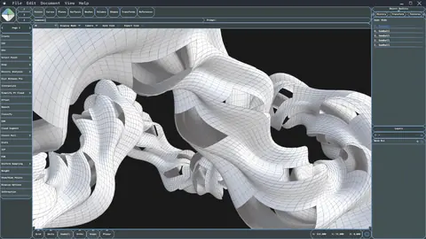 Free-form surface mesh with wireframe modeled in Minek Form